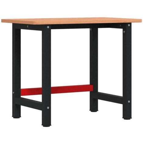 vidaXL Banco Lavoro 100x60x81,5 cm Legno Massello Faggio Rettangolare