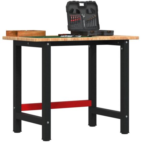 vidaXL Banco Lavoro Marrone Chiaro 100x60x81,5cm Legno Massello