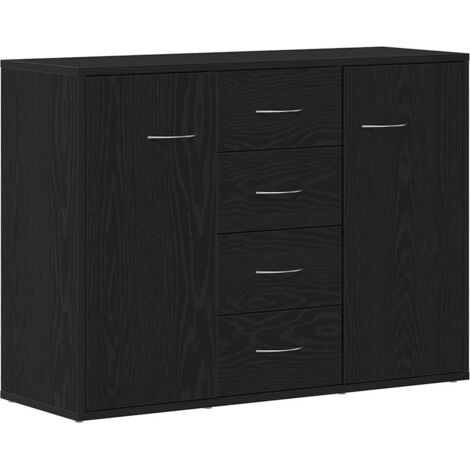 vidaXL Credenza Rovere Nero 88x30x64 cm in Legno Multistrato