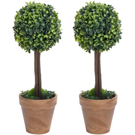 vidaXL Piante di Bosso Artificiale 2 pz a Sfera con Vaso Verde 56 cm