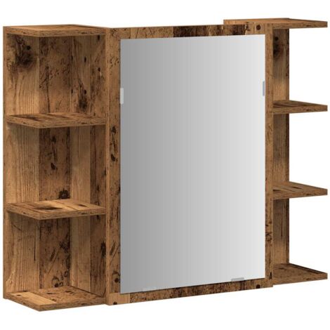 vidaXL Mobile Bagno con Specchio Legno Antico Legno Multistrato