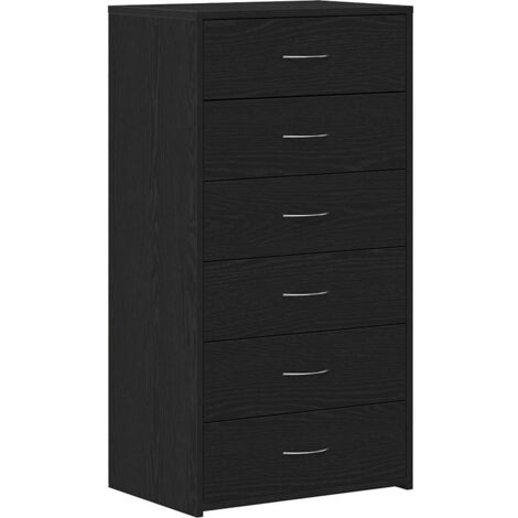 vidaXL Credenza con 6 Cassetti Rovere Nero 50x34x96 cm in Truciolato