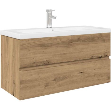 vidaXL Mobile Bagno con Lavabo Integrato&Rubinetto Rovere Artigianale