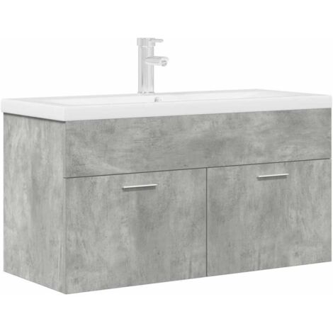 vidaXL Mobile da Bagno con Lavabo Integrato e Rubinetto Grigio Cemento