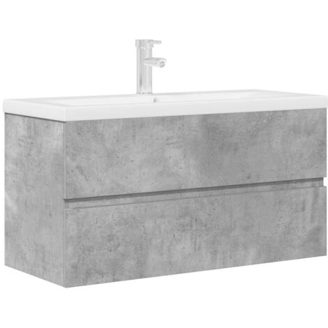 vidaXL Set Mobili da Bagno 2 pz Grigio Cemento in Legno Multistrato