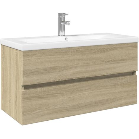 vidaXL Set Mobili da Bagno 2 pz in Ceramica e Legno Multistrato