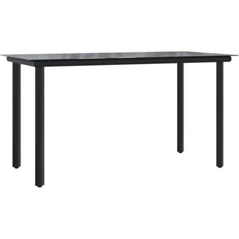 vidaXL Tavolo Pranzo Giardino Nero200x100x74 Acciaio e Vetro (1/5)