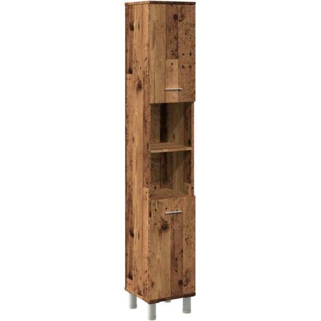 vidaXL Mobile da Bagno Legno Antico 30x30x179 cm in Legno Multistrato