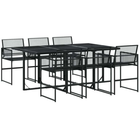 vidaXL Set da Pranzo da Giardino 7 pz Nero in Polyrattan (1/5)