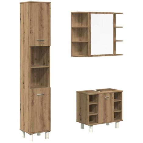 vidaXL Set Mobili da Bagno 3 pz Rovere Artigianale Legno Multistrato (1/5)