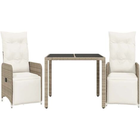 vidaXL Set Bistrò da Giardino 3 pz con Cuscini in Polyrattan Marrone (1/5)