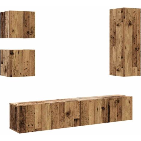 vidaXL Set Mobile TV 5 pz Montato a Parete Legno Antico in Truciolato (1/5)