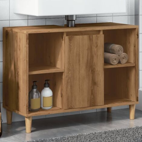 vidaXL Mobile da Bagno Rovere Artigianale 80x33x60cm Legno Multistrato