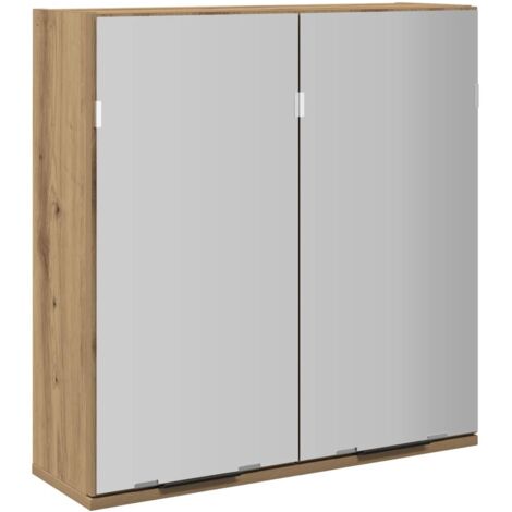 vidaXL Mobile da Bagno Specchio Rovere Artigianale Legno Multistrato