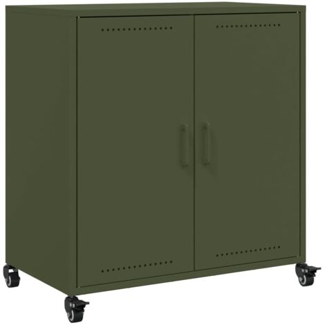 vidaXL Credenza Verde Oliva 68x39x72 cm in Acciaio