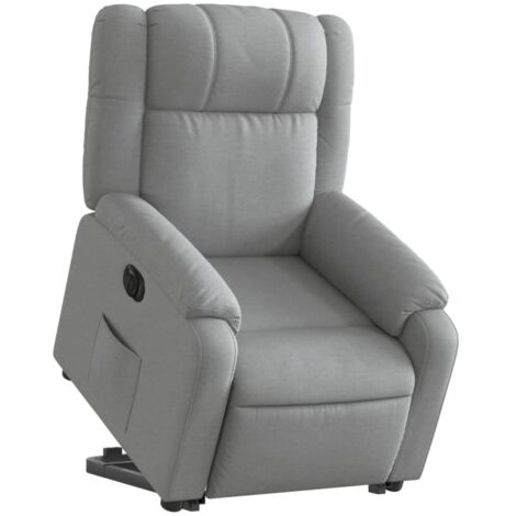vidaXL Poltrona Reclinante Alzapersona Elettrica Grigio Chiaro Tessuto
