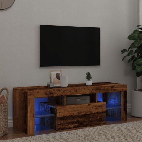 vidaXL Mobile Porta TV con LED Legno Antico 120x36,5x40 cm Multistrato
