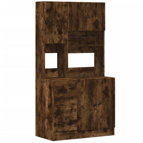 vidaXL Mobile da Cucina Rovere Fumo 95x50x180 cm Legno Multistrato