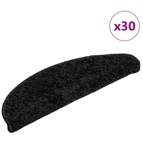 vidaXL Tappetini per scale 30 pz 56x17x3 cm Nero Semicircolari