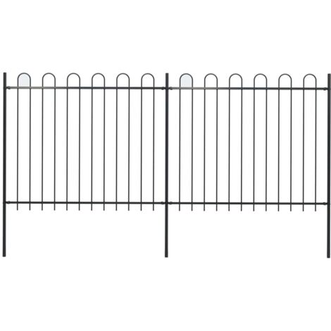 vidaXL Recinzione da giardino con parte superiore ad anello in acciaio 359x150 cm nera