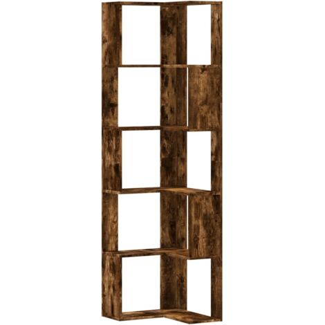 vidaXL Libreria Angolare 5Ripiani Rovere Fumo 50x50x179 cm Multistrato