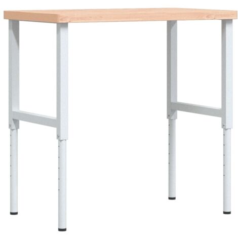 vidaXL Banco Lavoro 100x60x(73-99,5) cm Legno di Faggio Rettangolare