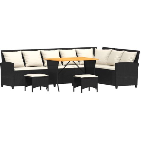 vidaXL Set Divani da Giardino 4 pz con Cuscini Forma L Polyrattan Nero