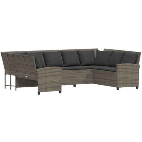 vidaXL Divano da Giardino con Cuscini in Polyrattan Grigio