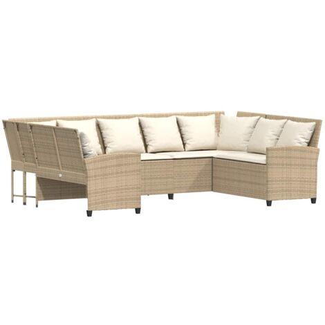 vidaXL Divano da Giardino con Cuscini in Polyrattan Beige (1/5)