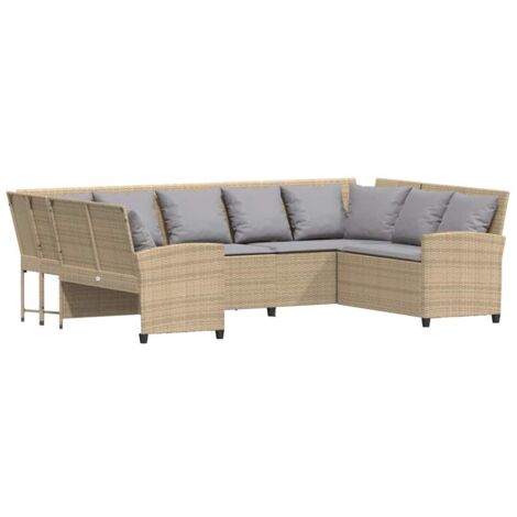 vidaXL Divano da Giardino con Cuscini in Polyrattan Beige (1/5)