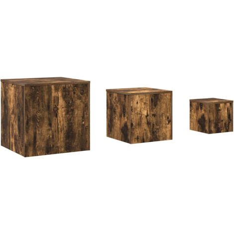 vidaXL Credenze 3 pz Rovere Fumo in Legno Multistrato
