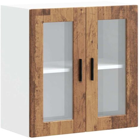vidaXL Pensile da Cucina con Porta in Vetro Porto Legno Vecchio