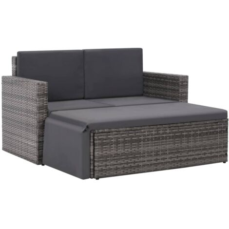 vidaXL Set Divani da Giardino 2 pz con Cuscini in Polyrattan Grigio