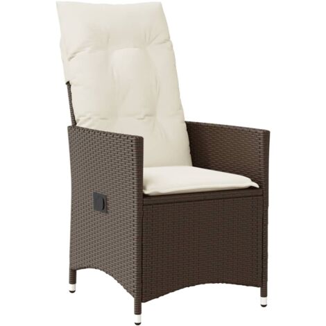 vidaXL Sedia Reclinabile da Giardino con Cuscini Marrone in Polyrattan