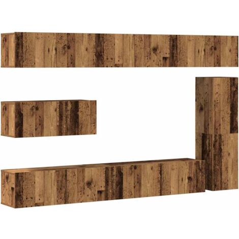 vidaXL Set Mobile TV 7 pz Montato a Parete Legno Antico in Truciolato (1/5)