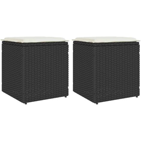 Sgabelli Giardino con Cuscini 2 pz Nero 40x40x43 cm Polyrattan vidaXL