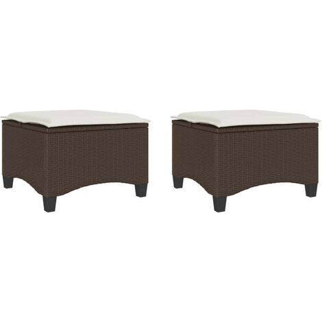 vidaXL Sgabelli Giardino con Cuscini 2pz Marrone 55x55x36cm Polyrattan