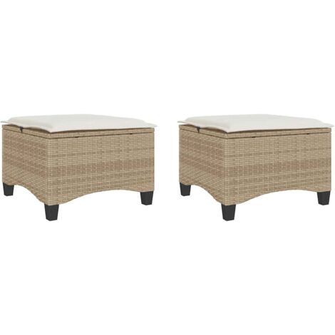 vidaXL Sgabelli Giardino con Cuscini 4pz Beige 55x55x36 cm Polyrattan (1/5)