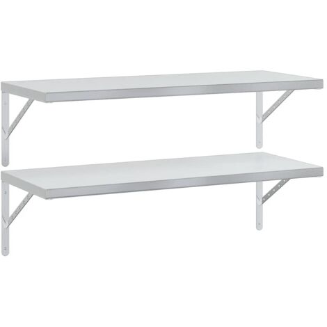 vidaXL Mensole a Muro 2 pz 100x40 cm Argento in Acciaio Inossidabile