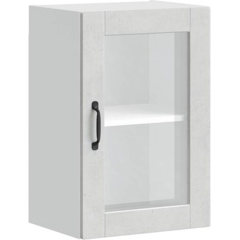 vidaXL Pensile da Cucina con Porta in Vetro Porto Grigio Cemento