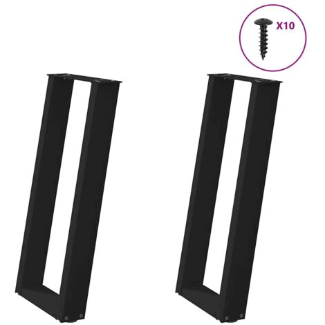 vidaXL Gambe per Tavolo Consolle a Forma di U 2 pz Nere 28x(72-73) cm Acciaio (1/5)