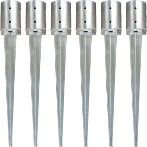 vidaXL Picchetti di Terra 6 pz Argento 10x76 cm in Acciaio Zincato
