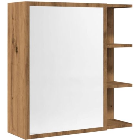 vidaXL Mobile Bagno con Specchio Rovere 62,5x20,5x64 cm Multistrato