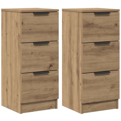 vidaXL Credenze 2 pz Rovere Artigianale 30x30x70 cm Legno Multistrato