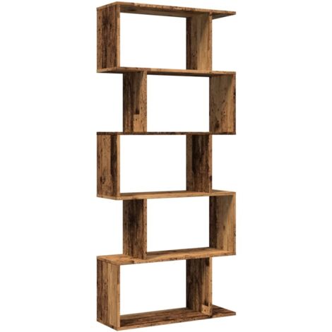 vidaXL Libreria Divisorio 5Ripiani Legno Antico 70x24x161cm Truciolato