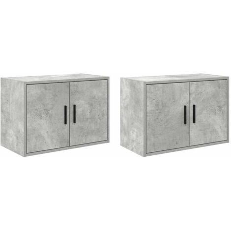 vidaXL Pensili per Garage 2 pz Grigio Cemento in Legno Multistrato