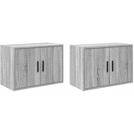 vidaXL Pensili per Garage 2 pz Grigio Sonoma in Legno Multistrato