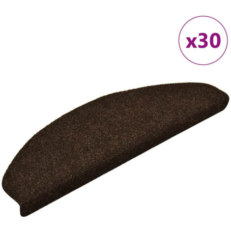 vidaXL Tappetini per scale autoadesivi 30 pz 65x21x4 cm marrone semicircolari grandi