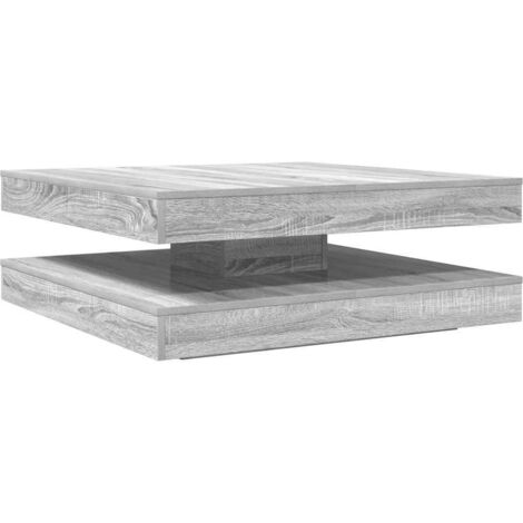 vidaXL Tavolino da Caffè Girevole a 360 Gradi Grigio 90x90x34,5 cm