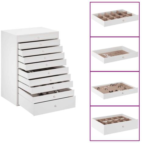 vidaXL Portagioie a 10 ripiani con porta orologi bianco 29x20,5x40,5 cm